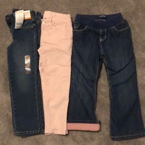 Girl 4t Pants: fleece jeans, sparkle cords, jeans